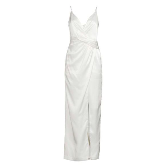 Aidan by Aidan Mattox Ivory V-Neck Draped Column Maxi Gown Sz 10 NWT - Picture 13 of 15
